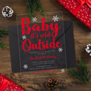 Invitations En Acrylique Baby It's Cold Outside   Fête de Noël festive