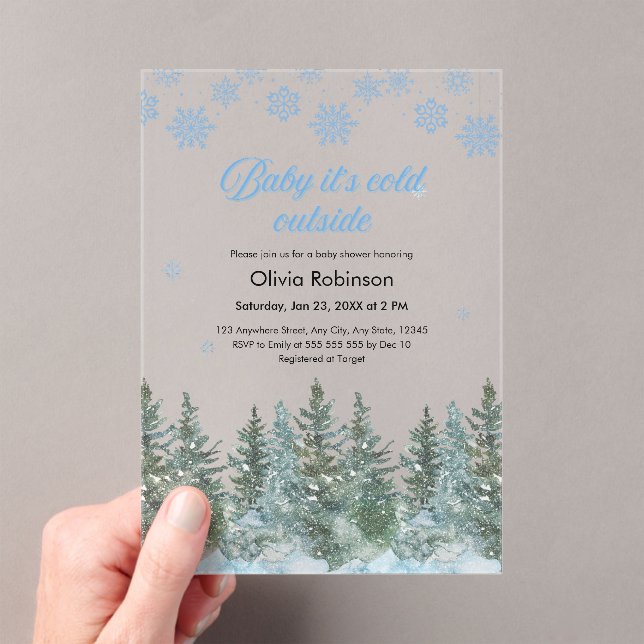 Invitations En Acrylique Baby It's Cold Outside Winter Baby Shower (In situ (ordinateur de poche))
