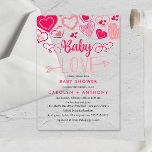 Invitations En Acrylique "Baby Love" Baby shower de la Saint Valentin