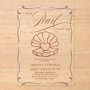 Invitations En Acrylique Baby shower à perle tiré à la main