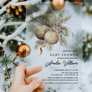 Invitations En Acrylique Baby shower acrylique Gold Ornament