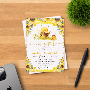 Invitations En Acrylique Baby Shower aquarelle été abeille et tournesols