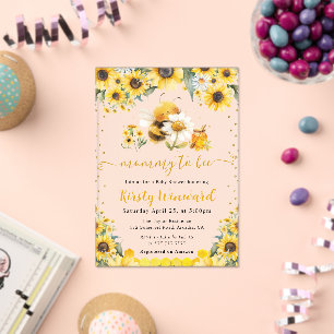 Invitations En Acrylique Baby Shower aquarelle été abeille et tournesols