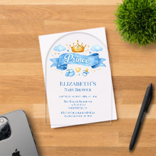 Invitations En Acrylique Baby shower aquarelle Prince garçon