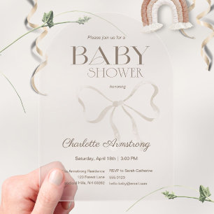 Invitations En Acrylique Baby Shower Arc en Acrylique de Couleur Crème Chau