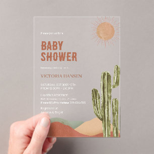Invitations En Acrylique Baby Shower Bohème Cactus Désert Arizona de l'Oues