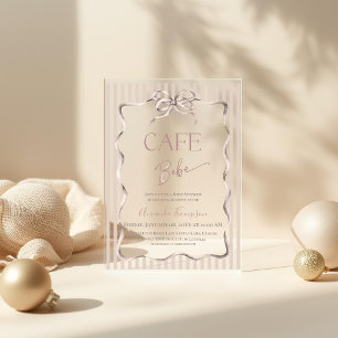 Invitations En Acrylique Baby-Shower Café Bébé Arc-en-Ciel Vintage Beige