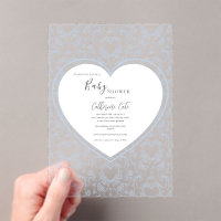Baby Shower Cœur Fantaisiste Fleurs Bleues