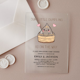 Invitations En Acrylique Baby shower Coeurs Doux