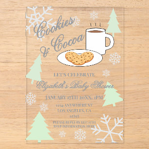 Invitations En Acrylique Baby Shower Cookies et Cocoa