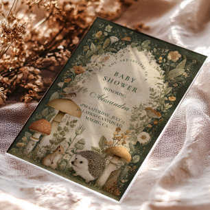 Invitations En Acrylique Baby Shower Créatures Fantaisistes de la Forêt