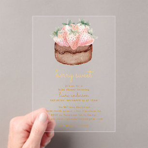 Invitations En Acrylique Baby Shower Cupcake aux Fraises Sucrées aux Fruits