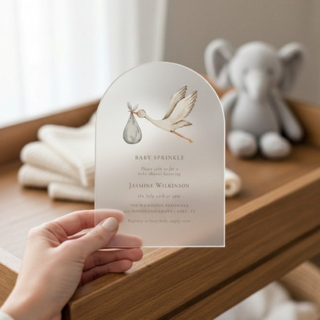 Invitations En Acrylique Baby shower d'aquarelle minimal pour bébé (Créateur téléchargé)