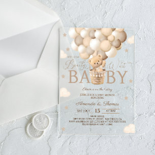 Invitations En Acrylique Baby shower d'attente de l'ours