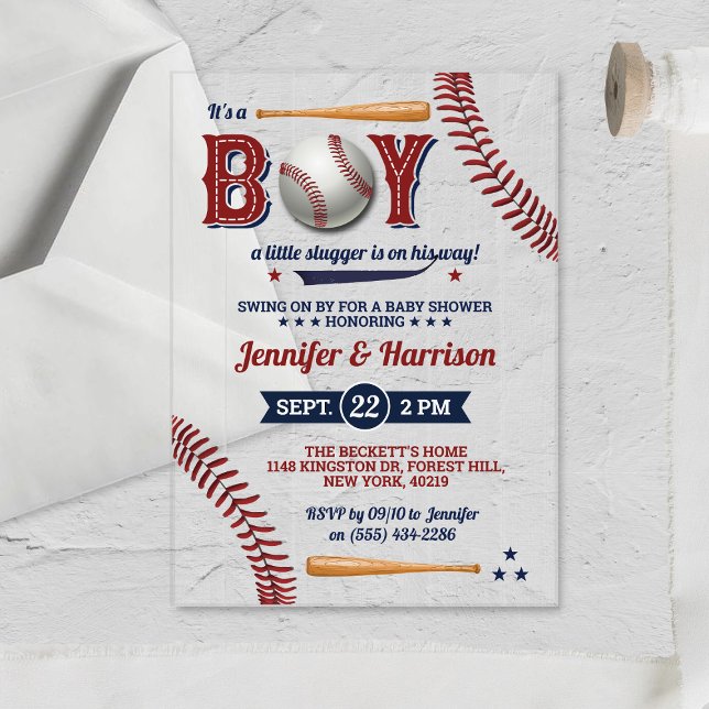Invitations En Acrylique Baby shower de baseball garçons (Créateur téléchargé)