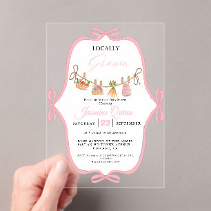 Invitations En Acrylique Baby shower de fille local saupoudrer bébé