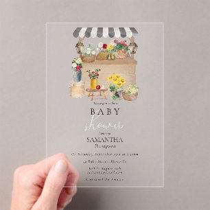 Invitations En Acrylique Baby shower de Flower Market de Watercolor
