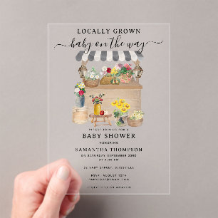 Invitations En Acrylique Baby shower de Flower Market de Watercolor
