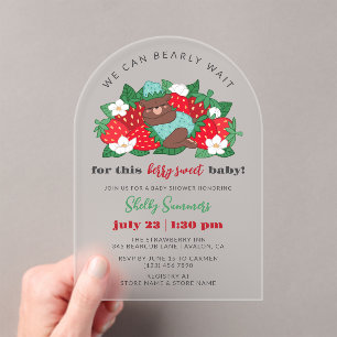 Invitations En Acrylique Baby shower de fraise Bébé Bleu Berry Sweet Boy