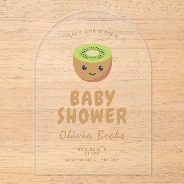 Invitations En Acrylique Baby shower de Little Cutie Kiwi (Recto)