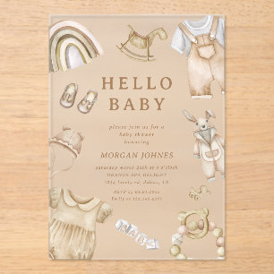 Invitations En Acrylique Baby shower de soins infirmiers Boho Clothes