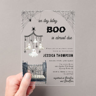 Invitations En Acrylique Baby shower d'Halloween Little Boo Itsy Bitsy Spid