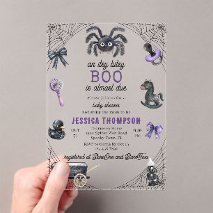 Invitations En Acrylique Baby shower d'Halloween Little Boo Itsy Bitsy Spid