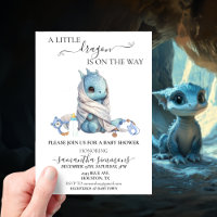 Baby Shower Dragon Bleu Aquarelle