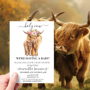 Invitations En Acrylique Baby shower du veau de Holy Cow Highland