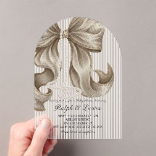 Invitations En Acrylique Baby-shower fille à ruban rayé grandmillennial