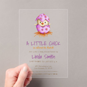 Invitations En Acrylique Baby shower fille aux oiseaux roses mignon