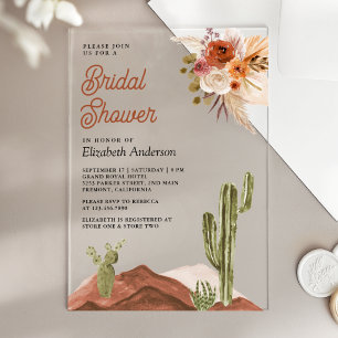 Invitations En Acrylique Baby Shower Fleur de Terracotta Désert Cactus