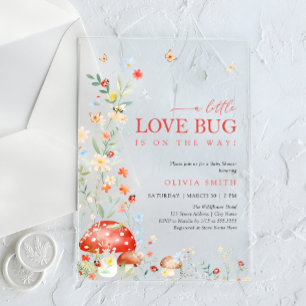 Invitations En Acrylique Baby Shower Fleur Sauvage Petit Amour