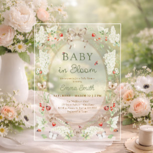 Invitations En Acrylique Baby-Shower Fleur Sauvage Rustique Bébé en Fleur