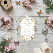 Baby Shower Floral Aquarelle Fantaisiste en Forêt