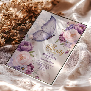 Invitations En Acrylique Baby Shower Floral Fantaisiste de Lavande