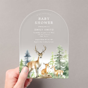 Invitations En Acrylique Baby shower forestier