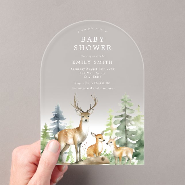 Invitations En Acrylique Baby shower forestier (In situ (ordinateur de poche))
