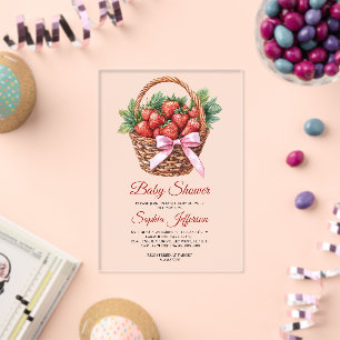 Invitations En Acrylique Baby Shower Fruité aux Fraises