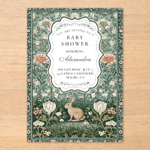 Invitations En Acrylique Baby Shower Jardin de Lapins Cottagecore