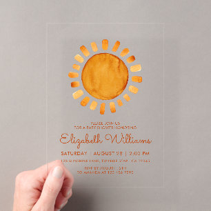 Invitations En Acrylique Baby Shower Jaune Aquarelle Fantaisiste