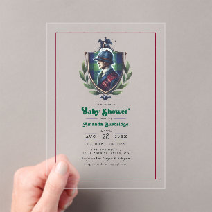 Invitations En Acrylique Baby Shower Luxueux Préparatoire au Polo Équestre 