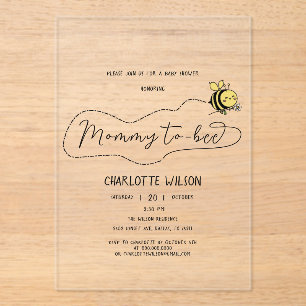 Invitations En Acrylique Baby Shower Mignonne Petite Abeille
