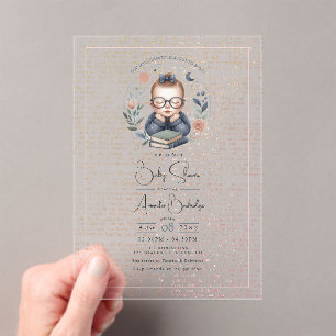 Invitations En Acrylique Baby Shower Personnalisé Notre Prochain Chapitre