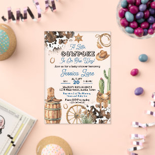 Invitations En Acrylique Baby Shower Petit Cowboy Frosté
