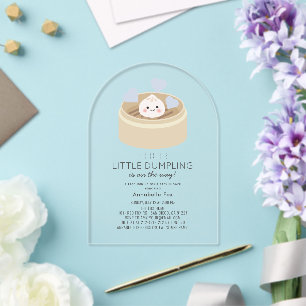 Invitations En Acrylique Baby Shower Petit Garçon Bleu Dumpling