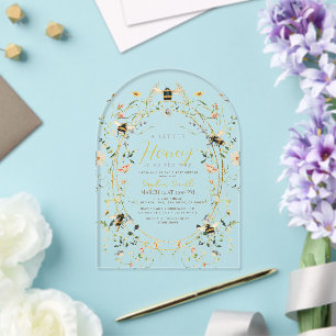 Invitations En Acrylique Baby Shower Petite Abeille Fleur des Champs