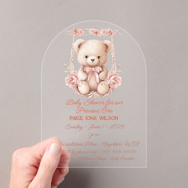 Invitations En Acrylique Baby shower pour fille précoce (In situ (ordinateur de poche))