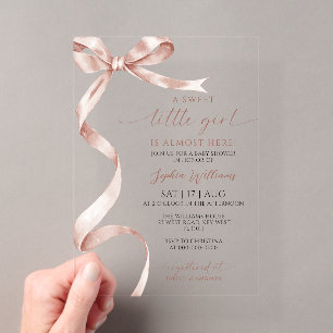 Invitations En Acrylique Baby shower pour petite fille au café au chocolat