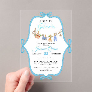 Invitations En Acrylique Baby shower pour un petit garçon né dans la région